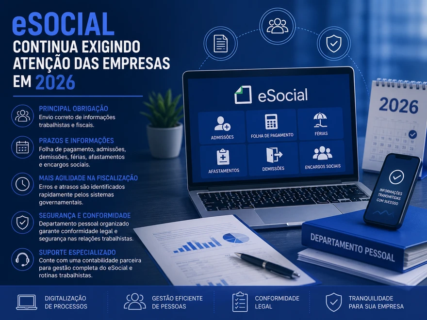 eSocial continua exigindo atenção das empresas em 2026